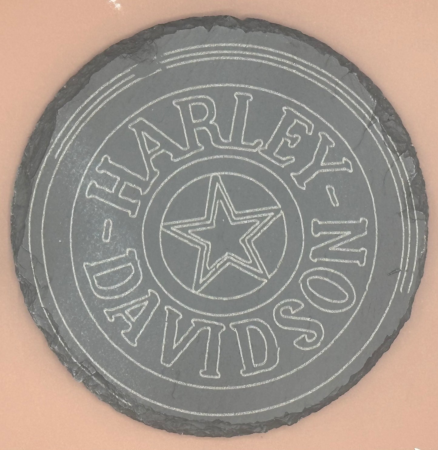 Round Slate Harley Davidson Slate Coasters Set of 4