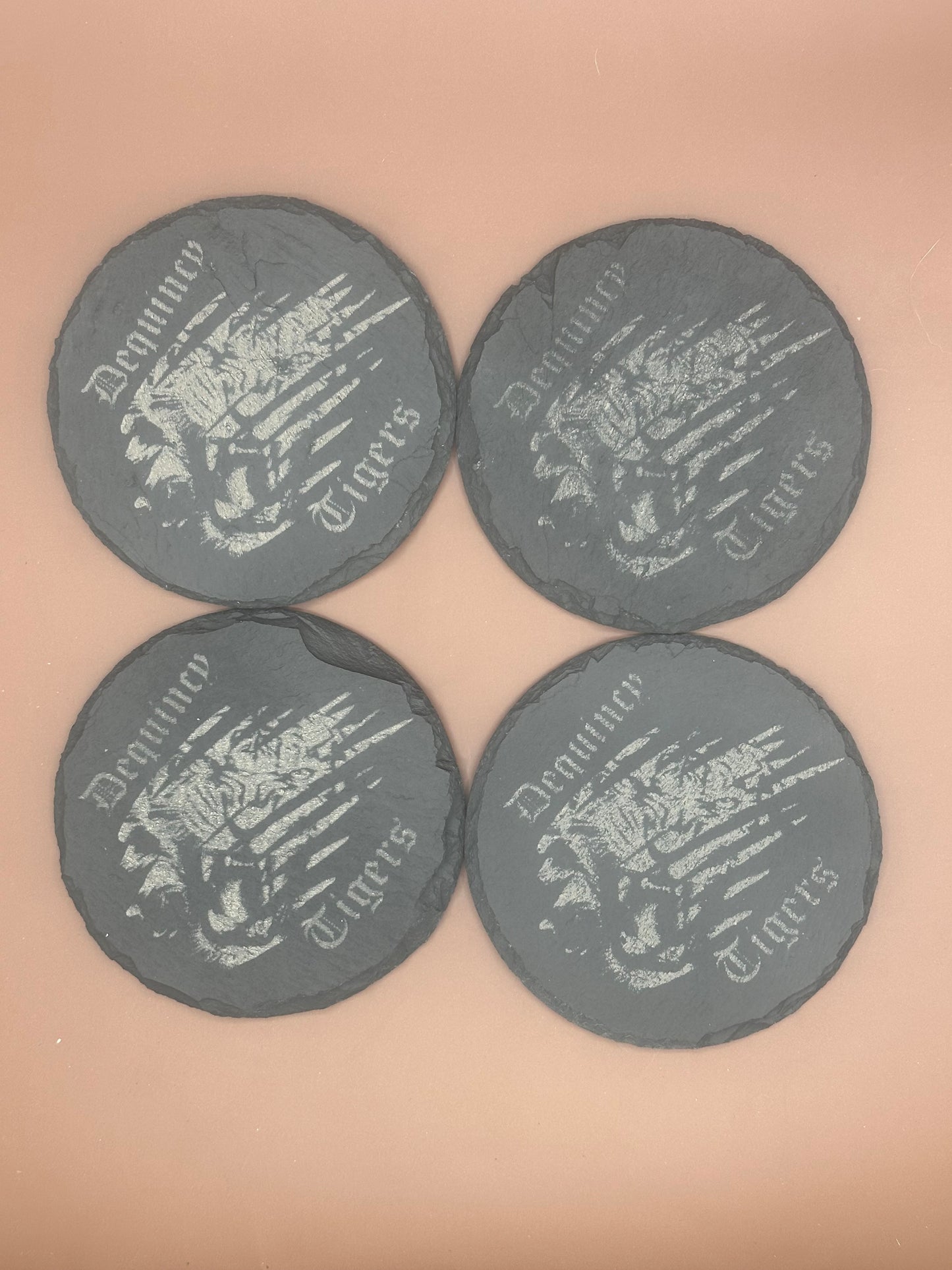 Dequincy Tigers - Black slate coasters